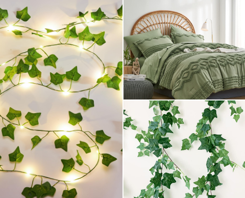 Women's greenery bedroom cover photo collage