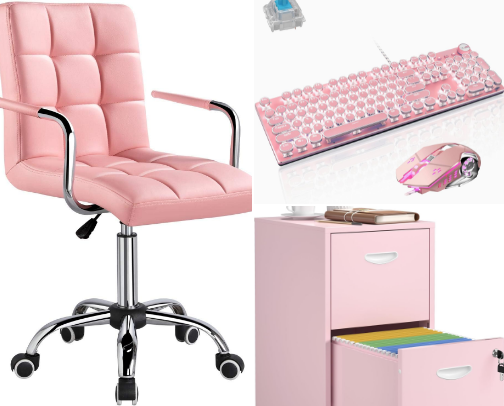 Pink Home Office + Desk Must-Haves 🌸 cover photo collage