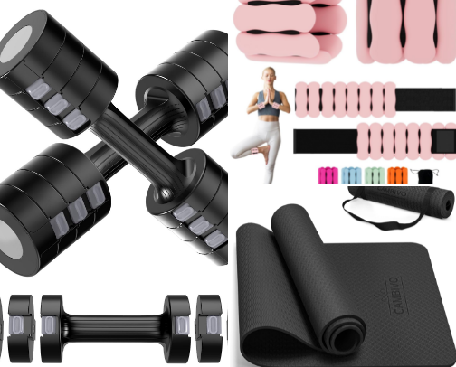 Fitness but at home essentials cover photo collage