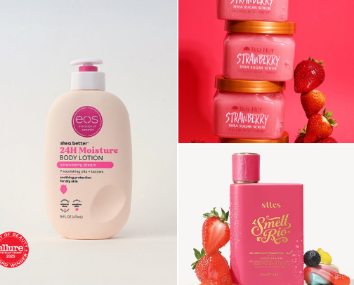 smell like Strawberries & marshmallow 🍓 🍬🍦 cover photo collage