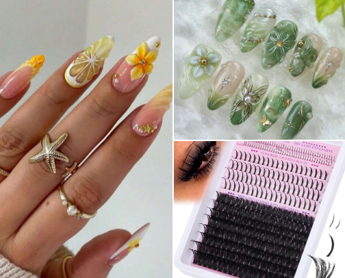 Affordable lash & nails essentials|| makeup cover photo collage