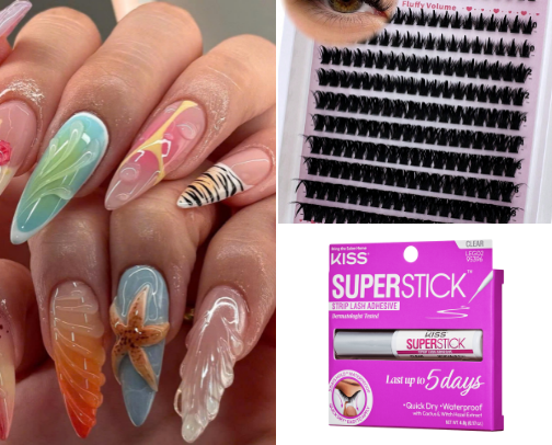 Affordable lash & nails essentials|| makeup cover photo collage