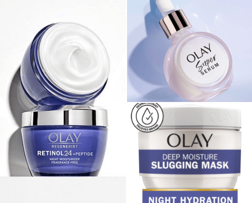SKIN CARE-OLAY Retinol24 + Peptide Night Face Moisturizer cover photo collage