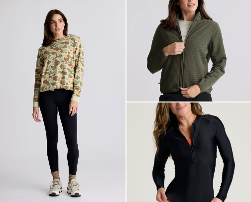 Clean minimal looks powered by Free Fly comfort wear. cover photo collage