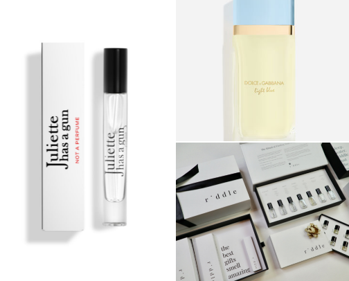 smell goods, perfumes cover photo collage
