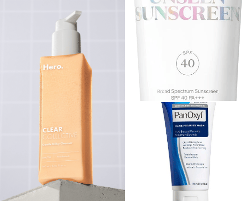 Acne-prone skincare routine cover photo collage