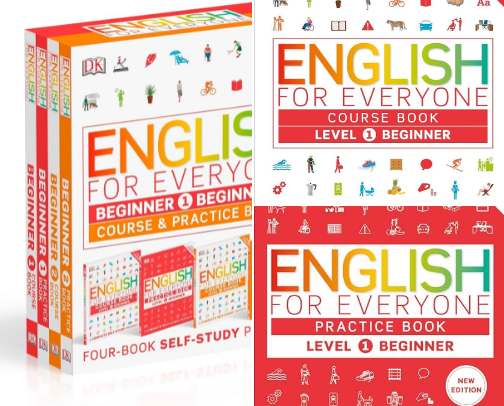 Download - English for Everyone: Beginner Box Set - Level 1 & 2: ESL for Adults, an Interactive Course to Learning English companions for adult learners cover photo collage