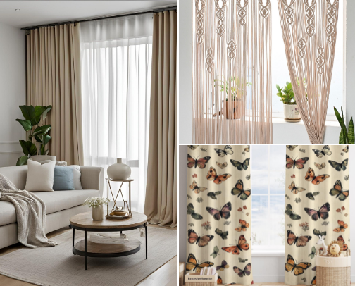 Curtains cover photo collage