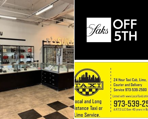 Ultimate Jersey Gardens NJ 2026 Guide: The Mills at Jersey Gardens Outlet Shopping, Bloomingdale's Saks Off 5th Neiman Last Call, Best Hotels, Car Rentals, A.R.T.S Taxi Transfers & Travel Essentials cover photo collage