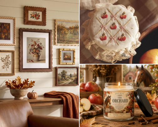 Autumn Orchard Cottagecore Kitchen | Apple, Pear & Vintage Harvest Decor cover photo collage