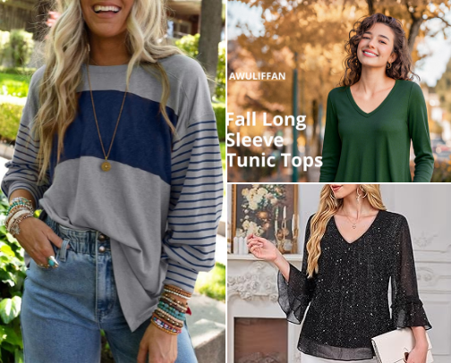 Comfy & Flattering Fall Tops for Mid-Size Women cover photo collage