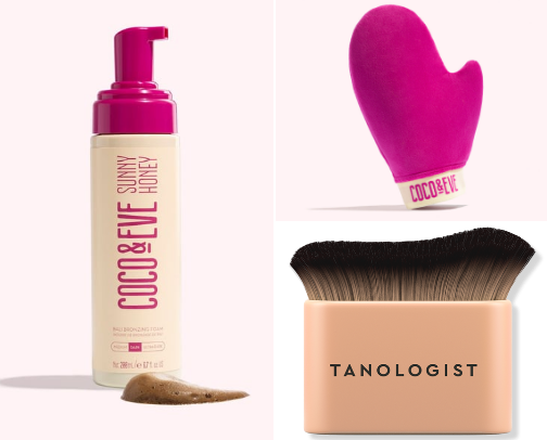 Tanning tools & tips 🤎☀️ cover photo collage