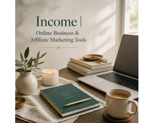 💰 Income | Online Business & Affiliate Marketing Tools for Women cover photo collage