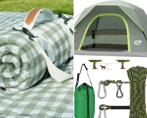 Glamping necessities 🌻🏕️☀️ cover photo collage