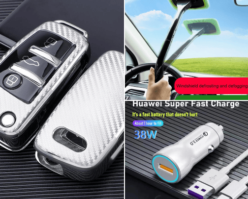 car essentials and accessories cover photo collage