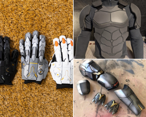 cybercore mechanized cosplay armor/robotic arm/cybernetic plate cover photo collage