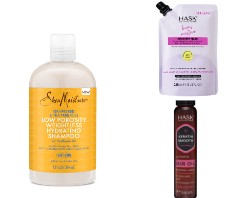 Low porosity haircare profucts cover photo collage