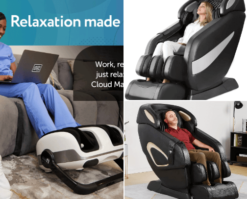Massagers for stress and leg and back pain cover photo collage