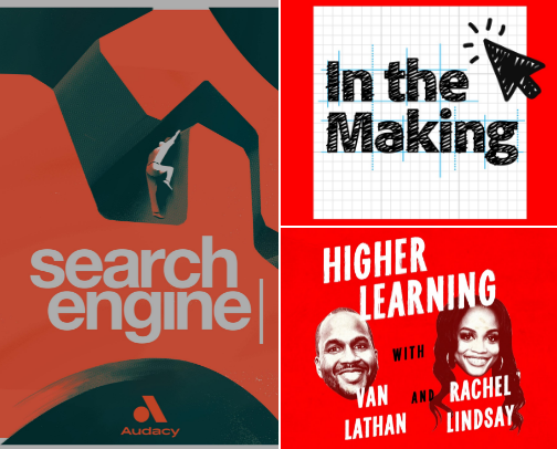 curated podcasts for thinkers and creators cover photo collage