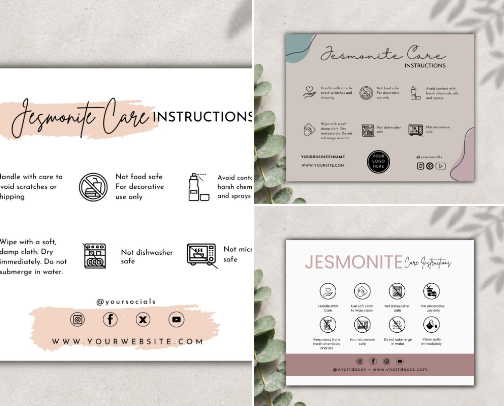 Jesmonite Care Card Template cover photo collage