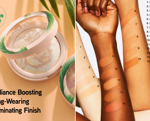 Glowy finishing powders cover photo collage