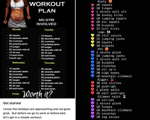 exercising chart🧁. cover photo collage