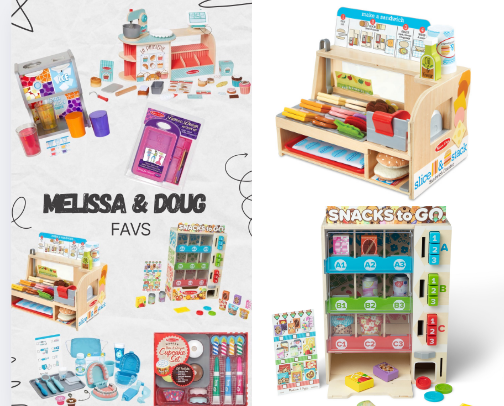 😁🍿✨🤩MELISSA & DOUG FAVS🧸🍕☕️ cover photo collage