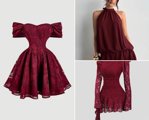 SHEIN MAROON DRESS cover photo collage