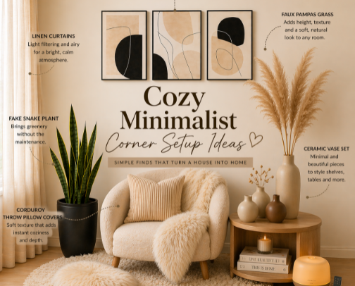 Cozy Minimalist Corner Setup Ideas cover photo collage