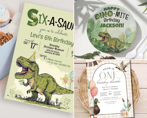 Boys Birthday Party Invitations and Other Supplies cover photo collage