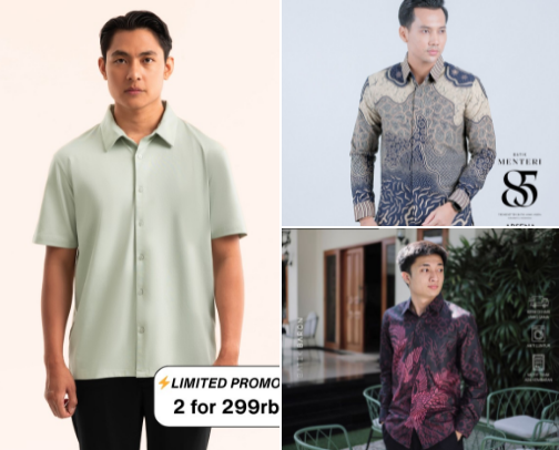 Pakaian Pria: kemeja, celana, jaket, sweater, kaos, dasi cover photo collage