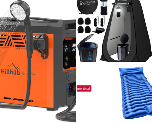 Camping gear cover photo collage