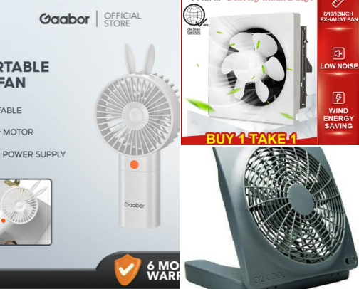 "Compact Desk & Travel Fan" cover photo collage
