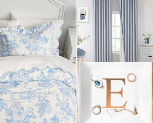 The Cutest Blue & Gold Bedroom Decor cover photo collage