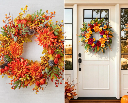 19 Gorgeous Fall Wreaths for Front Door 🍂 cover photo collage