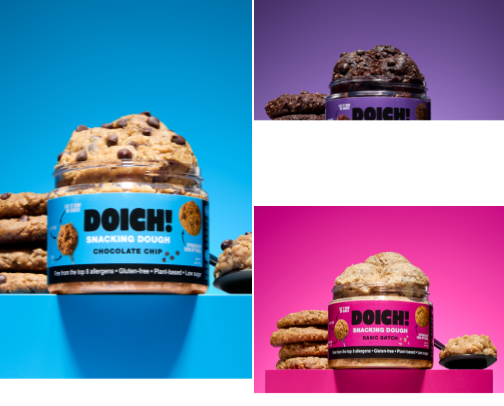 Doich Foods Protein Cookie Dough: Healthy High-Protein Snacks for Sweet Cravings cover photo collage