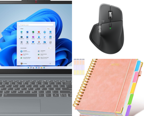 Small business items or work from home setup cover photo collage