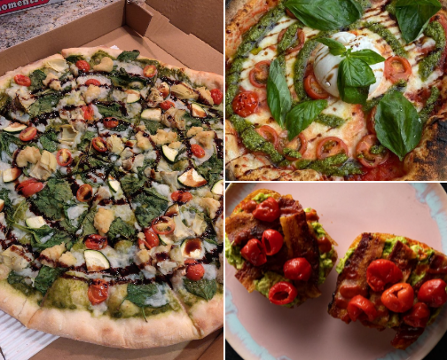 Delicious pizza in USA cover photo collage