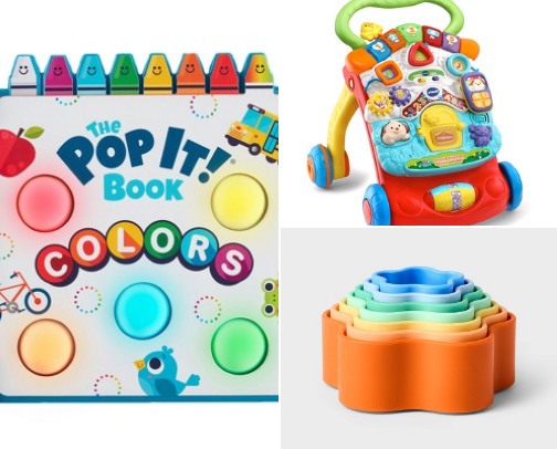 Toys for babies and toddlers cover photo collage