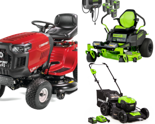 Yard and landscaping tools, mowers, weedeaters etc. cover photo collage