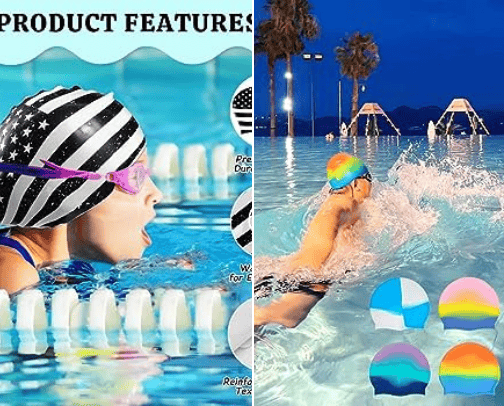 Swim caps cover photo collage