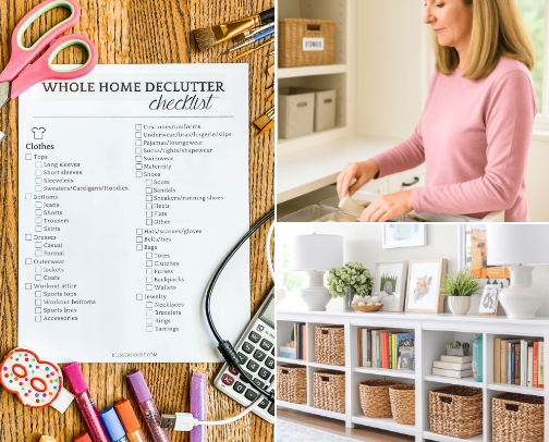 My Top Free Decluttering Printables for Small Spaces cover photo collage