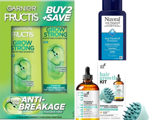 Hair care products for healthy long and strong hair, stopping your hairfall cover photo collage