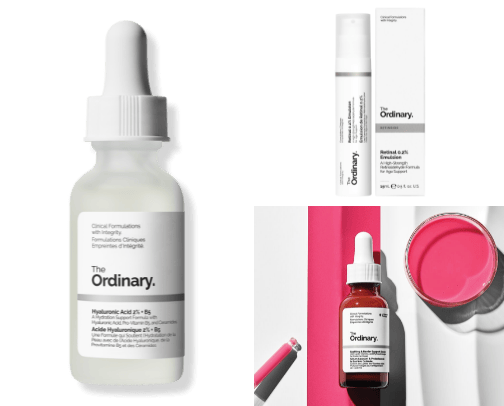 'The Ordinary' effective and affordable skincare products cover photo collage