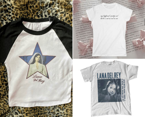 shirts for the Lana del ray's stans cover photo collage