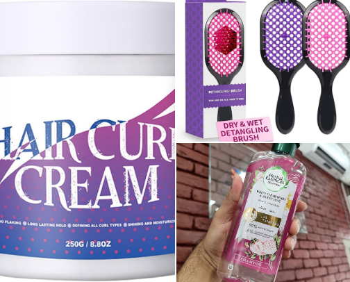 Curly/ Wavy hair wash day cover photo collage