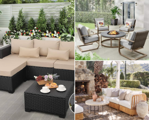 Outdoor funiture for all your outdoor parties cover photo collage