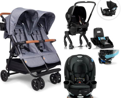 Baby carriers and strollers cover photo collage