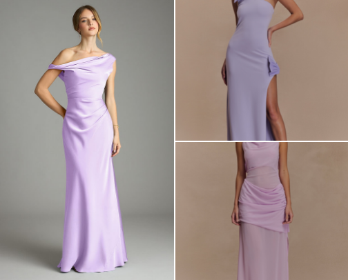 Lilac Bridesmaid or Wedding Guest Dress Small Band Large Cup cover photo collage