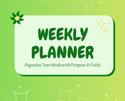 Green- Themed Weekly Planner cover photo collage